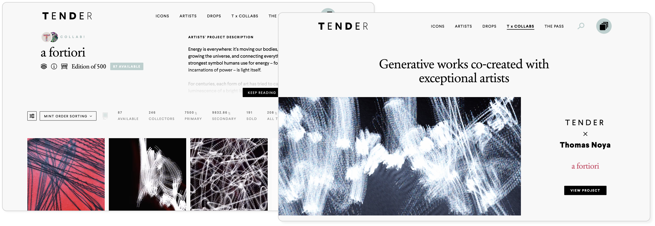 Three screenshots of the TENDER launchpad